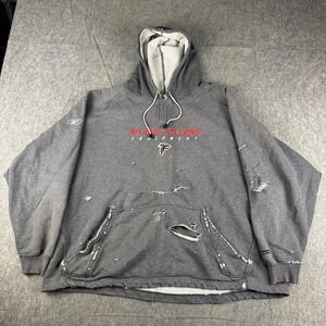 VTG Reebok Atlanta Falcons NFL Football Hoodie Distressed Thrashed Grey Size 3XL
